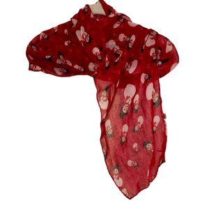 HOLIDAY RED white Snowman print Christmas Scarf 13x58